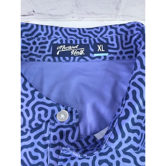 Inward Half Polo Shirt Mens XL Blue Golf Performance All Over Bear Print Wicking - Picture 5 of 5